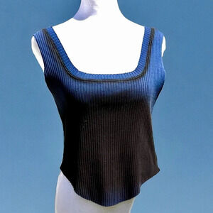 Cotton Citizen Women’s Blue Ombre Square Neckline Sleeveless Crop Top Size L…